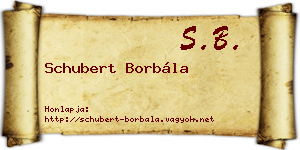 Schubert Borbála névjegykártya