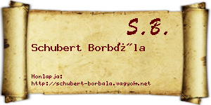 Schubert Borbála névjegykártya